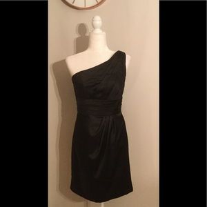 Black Satin One Shoulder Cocktail Dress 🥂💃🏻